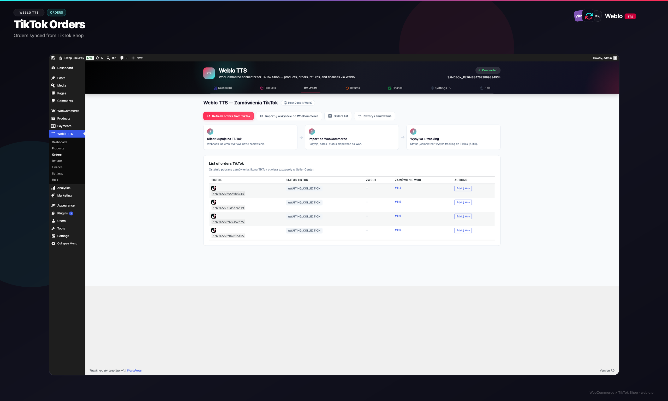 Fig. 5 - Orders synced from TikTok Shop